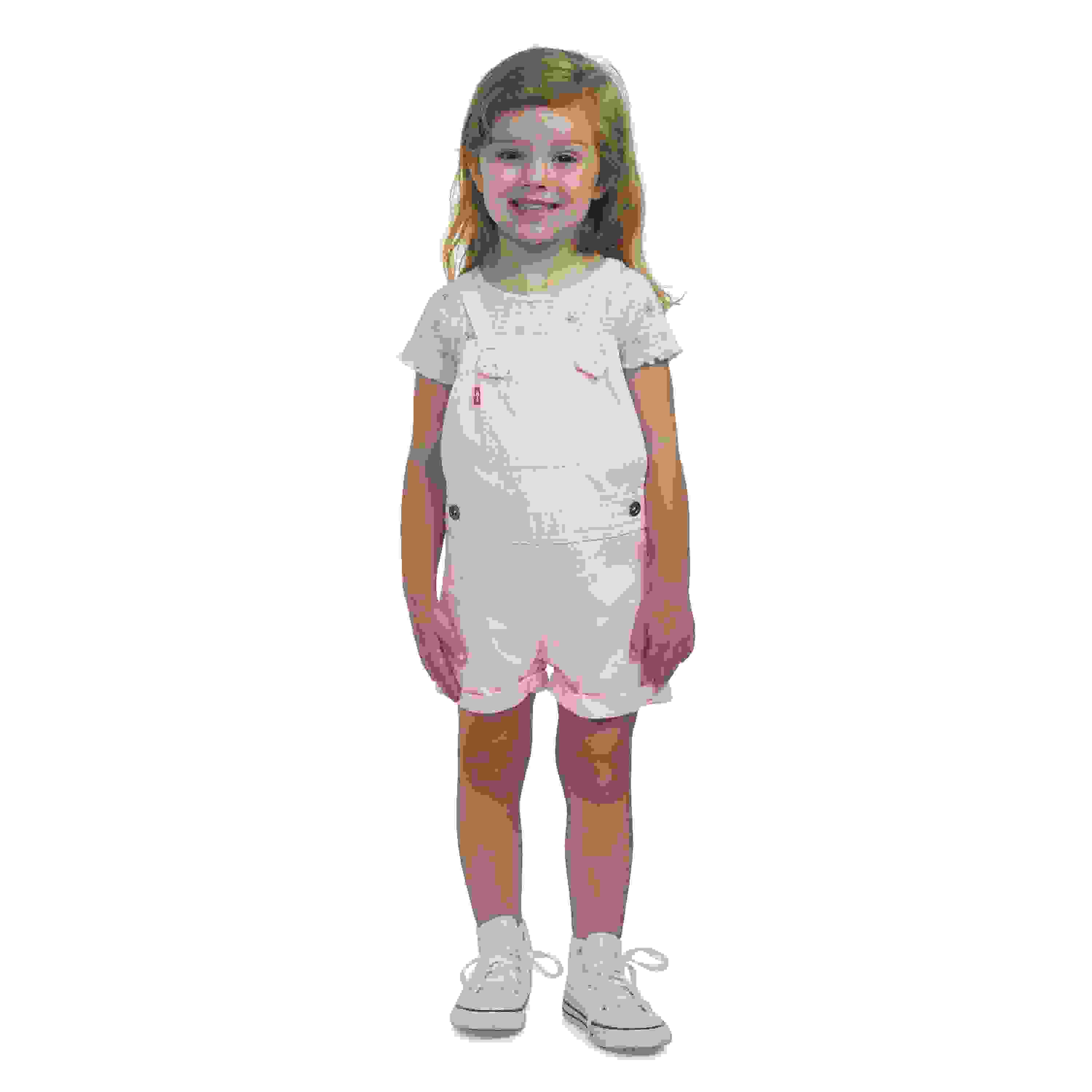 Levi's Knot Strap Toddler Girls' Pink Wash Denim Shortalls
